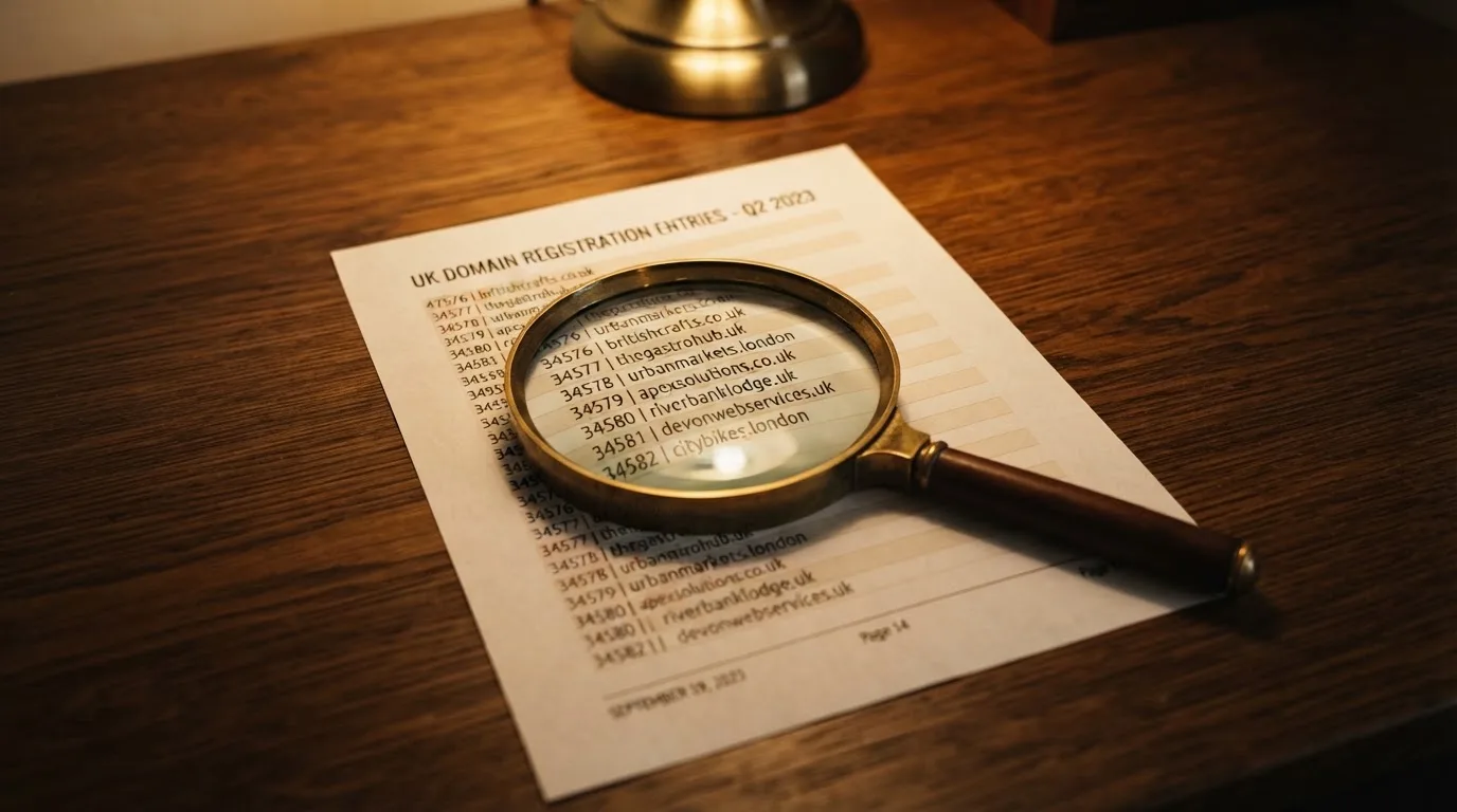 A magnifying glass rests over a printed regulatory certificate on a wooden desk.